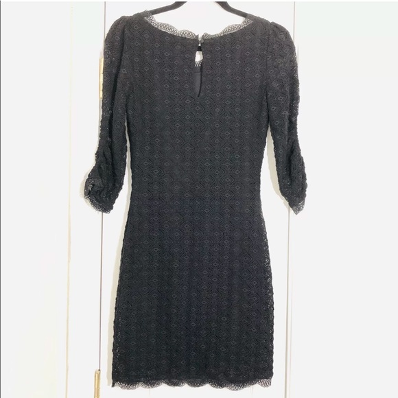JOIE | Black Geo Lace 3/4 Sleeve Dress Black Sz S - Picture 4 of 5